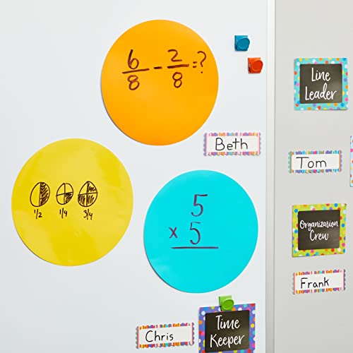 24-Pack Dry Erase Dots for Classroom Tables, Peel and Stick Removeable Circle Vinyl Sticker Spots for Whiteboards, Desks, Wall Decals, Student, Teacher School Supplies, 8 Rainbow Colors (11-Inch) - Image 6