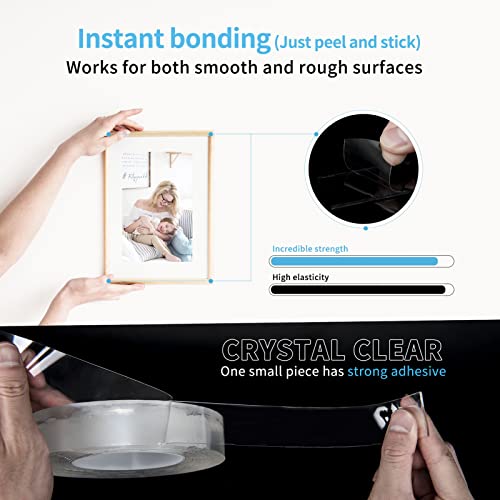 Art3d Double-Sided Tape Heavy Duty (10FT) Mounting Tape, Multipurpose Removable Adhesive Foam Tape, Reusable Transparent Tape for Paste Items, Household - Image 3