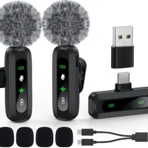 USB C Lavalier Microphone Wireless Mini Mic for Type-C Android Phone/Tablet/PC Video Recording Clip-on Mics with Rotatable Clip&Denoise Recording, Ideal for Vlog Tiktok Youtube Podcast Content Creator